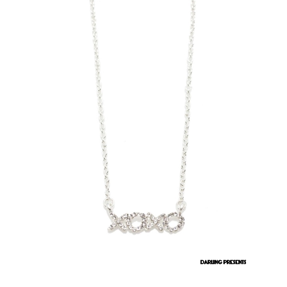 T & J Designs Swarovski XOXO Necklace Color Silver